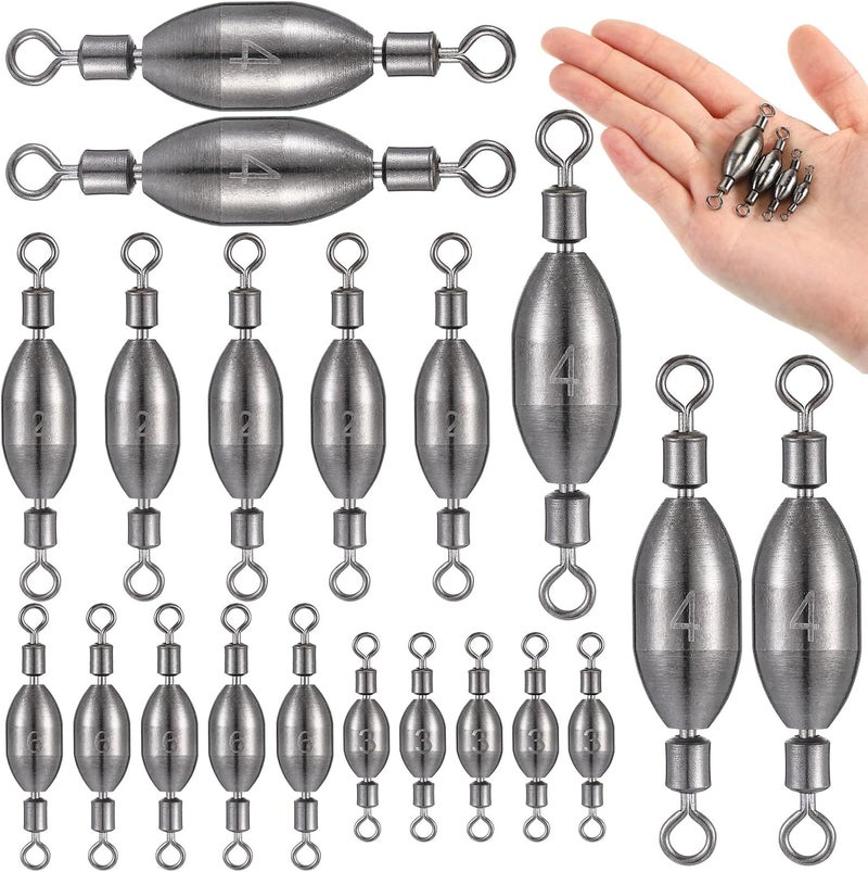 Seenelling 20 Pcs Brass Fishing Sinker Swivel Fishing Weights Saltwater Bullet Sinkers Drop Shot Weight Egg Sinkers with Swivel Rolling Removable Freshwater - Image 1